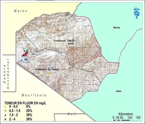Map of Fluorine contents in the Tindouf region.